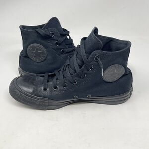 Converse All Star Shoes Womens 8 Triple Black Canvas High Top Sneakers Retro
